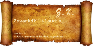 Zavarkó Klaudia névjegykártya